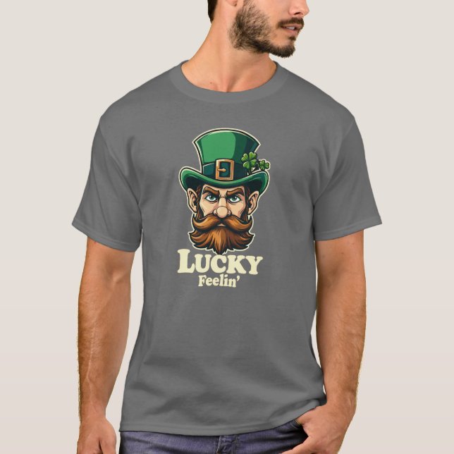 Feelin' Lucky Leprechaun St. Patrick's Day T-Shirt (Vorderseite)