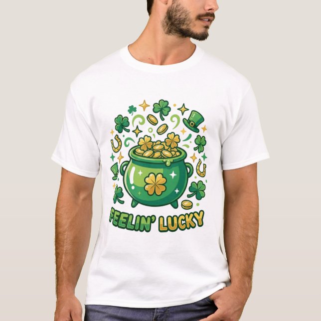 Feelin’ Lucky Pot of Gold St. Patrick’s Day Shirt (Vorderseite)