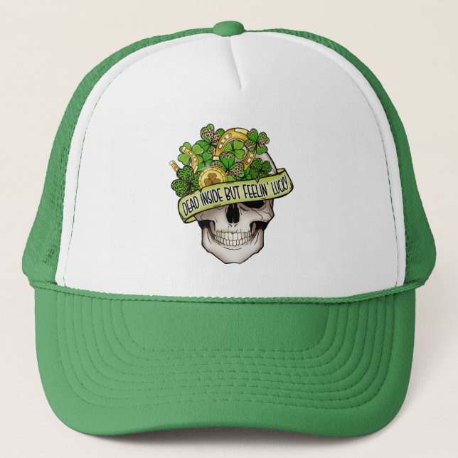 Feelin' Lucky Skull Truckerkappe (Vorderseite)