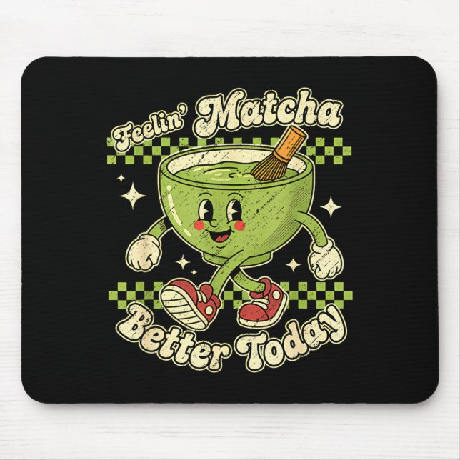 Feelin’ Matcha Better Today Kawaii Cute Boba Bubbl Mousepad (Vorne)