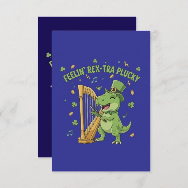 Feelin' Rex-tra Plucky Funny St. Patrick's Day   Dankeskarte (Vorne/Hinten)