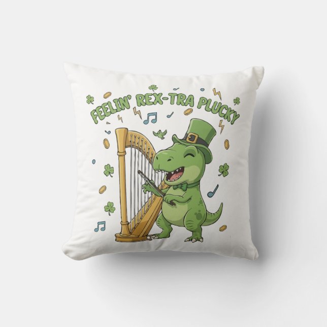 Feelin' Rex-tra Plucky Funny St. Patrick's Day   Kissen (Vorderseite)