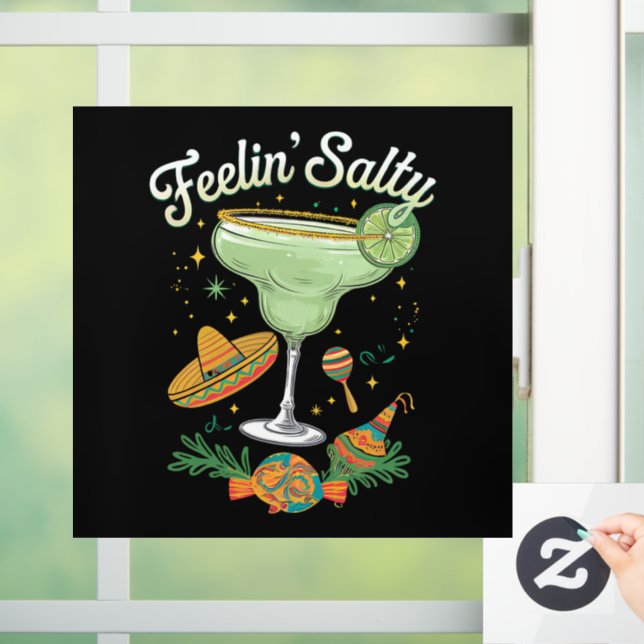 Feelin' Salty Margarita Funny Cinco De Mayo Fensteraufkleber (Zuhause)