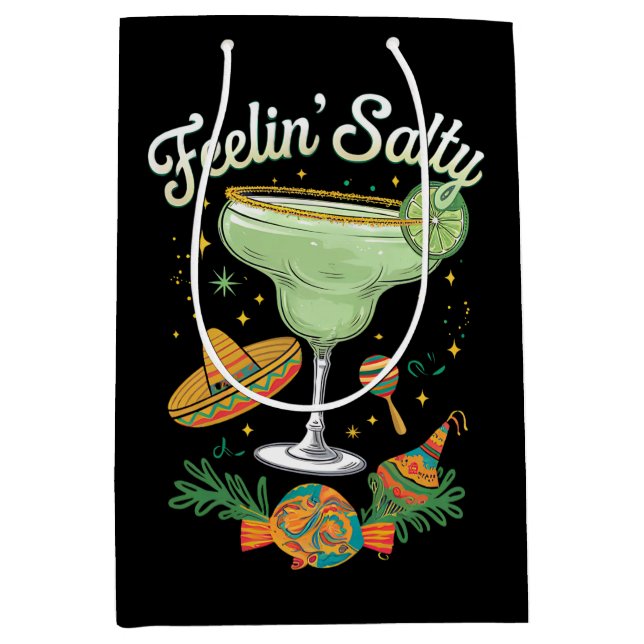 Feelin' Salty Margarita Funny Cinco De Mayo Mittlere Geschenktüte (Vorderseite)
