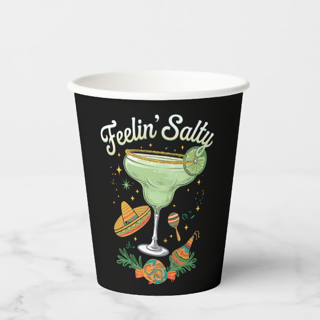 Feelin' Salty Margarita Funny Cinco De Mayo Pappbecher (Vorderseite)