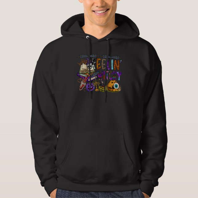 Feelin Witchy  Halloween Spooky Pumpkin Trick Or T Hoodie (Vorderseite)