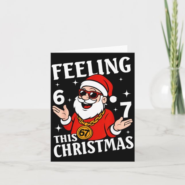 Feeling 6 7 This Christmas Funny Santa Six Seven M Karte (Vorderseite)