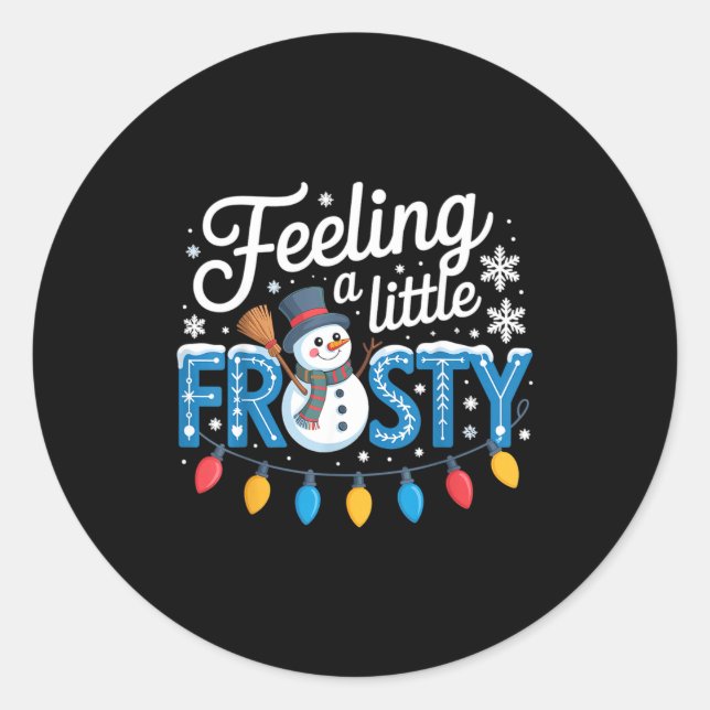 Feeling A Little Frosty Cute Retro Snowman  Runder Aufkleber (Vorderseite)