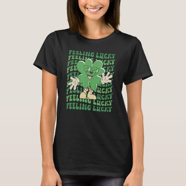 Feeling Lucky Smile Face Shamrock St Patrick's day T-Shirt (Vorderseite)