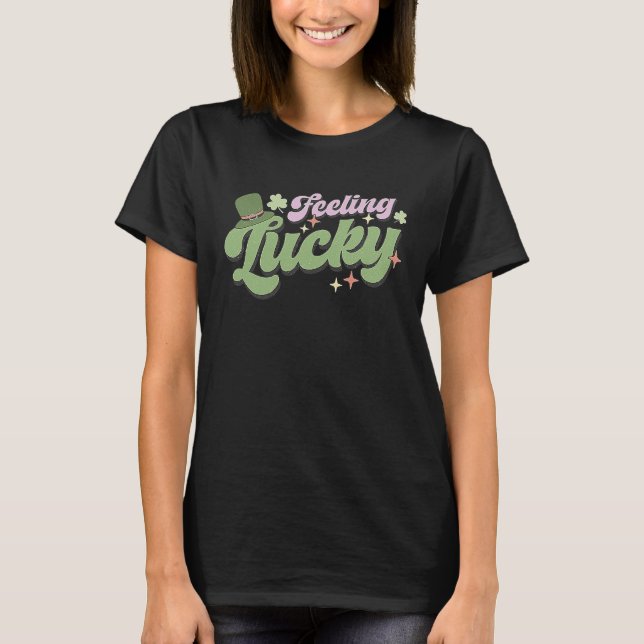Feeling Lucky  St Patricks Day Design Leprechaun H T-Shirt (Vorderseite)