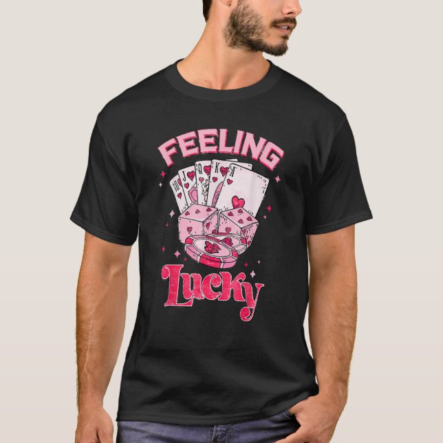Feeling Lucky Valentine Pocket Xoxo Lucky Valentin T-Shirt (Vorderseite)