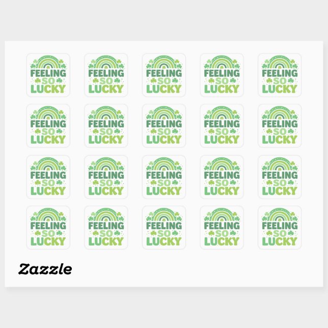 Feeling So Lucky Green Rainbow St. Patrick’s Day Quadratischer Aufkleber (Blatt)