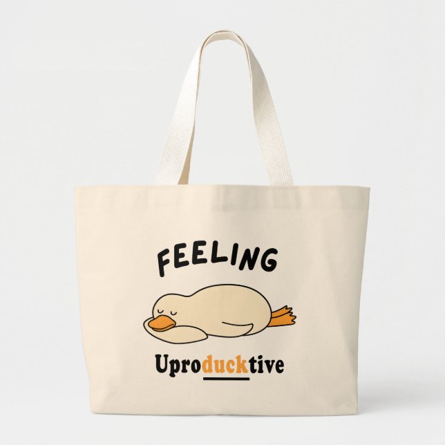 Feeling Unproductive Funny Sleeping Duck Meme Jumbo Stoffbeutel (Vorne)