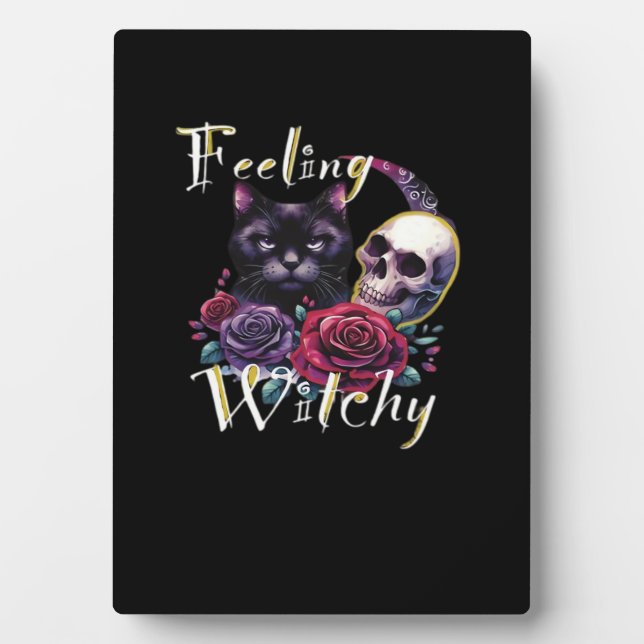 Feeling Witchy Black Cat Classic T-Shirt Fotoplatte (Vorderseite)