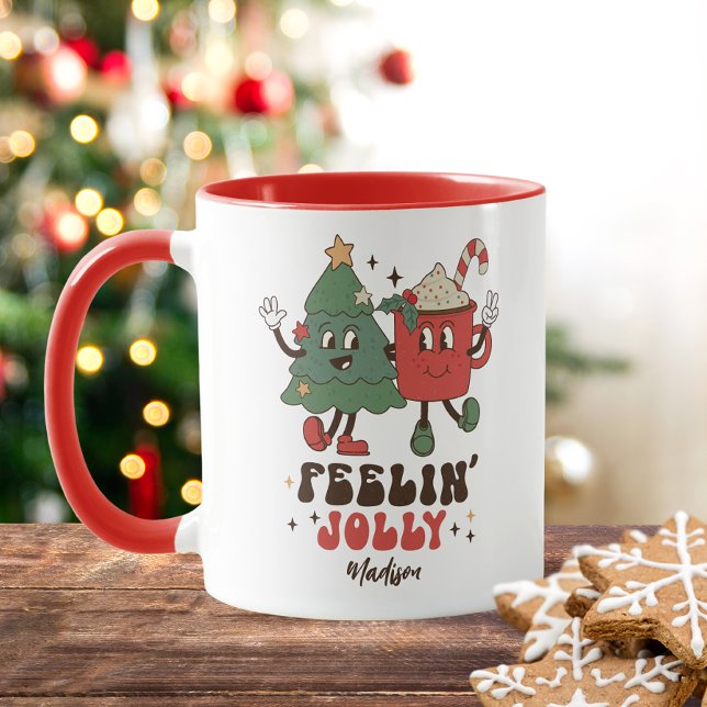 Feelin's Joli Weihnachtsfeiertage Funny Retro Name Tasse (Von Creator hochgeladen)