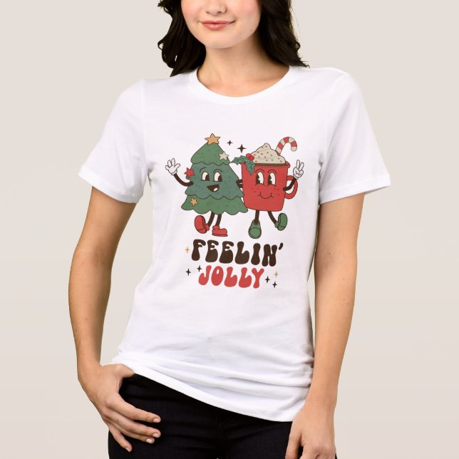 Feelin's Joli Weihnachtsfeiertage Funny Retro Tri-Blend Shirt (Vorderseite)