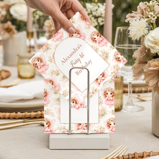 Feen 1. Geburtstag Rosa Garten Serviette (Von Creator hochgeladen)