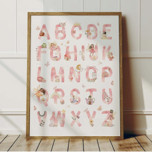 Feen-Alphabet-ABC-Plakat Kinderzimmer-Dekoration Poster