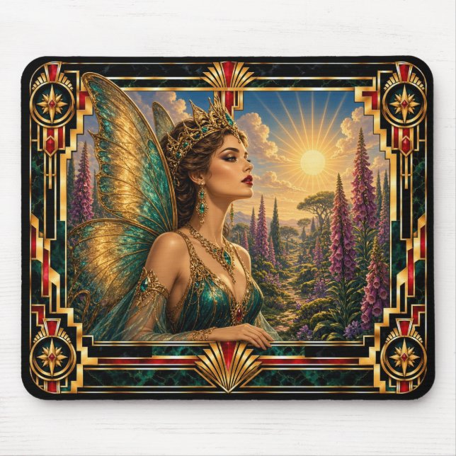 Feen, Art Deco Mythisch Mousepad (Vorne)