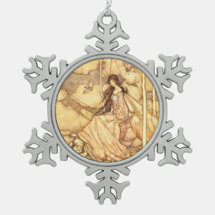 Feen Arthur Rackham Schneeflocken Zinn-Ornament