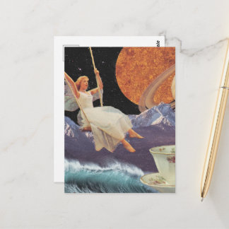 Feen auf einer Schaukel über dem Ozean Surreal Postkarte