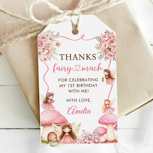 Feen-Blumen-Mädchen 1. Geburtstagsfeier Geschenkanhänger (Von Creator hochgeladen)