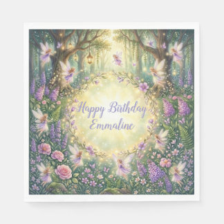 Feen-Blumengarten Lila Geburtstag Serviette