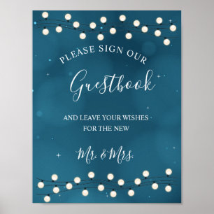 Feen-Bokeh-Lichterkette Hochzeitsgästebuch Poster
