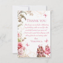 Feen-Dankeskarten-Geburtstag Rosa Floral