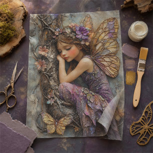 Feen-Dekor mit Schmetterlingen im Fantasy-Wald für Seidenpapier