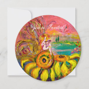 FEEN DES SONNENBLUMENGELB orangenrosa Glanz Einladung