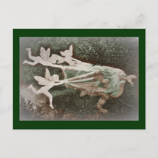 Feen, die Nisse (Gnome, fangen) Postkarte (Vorderseite)