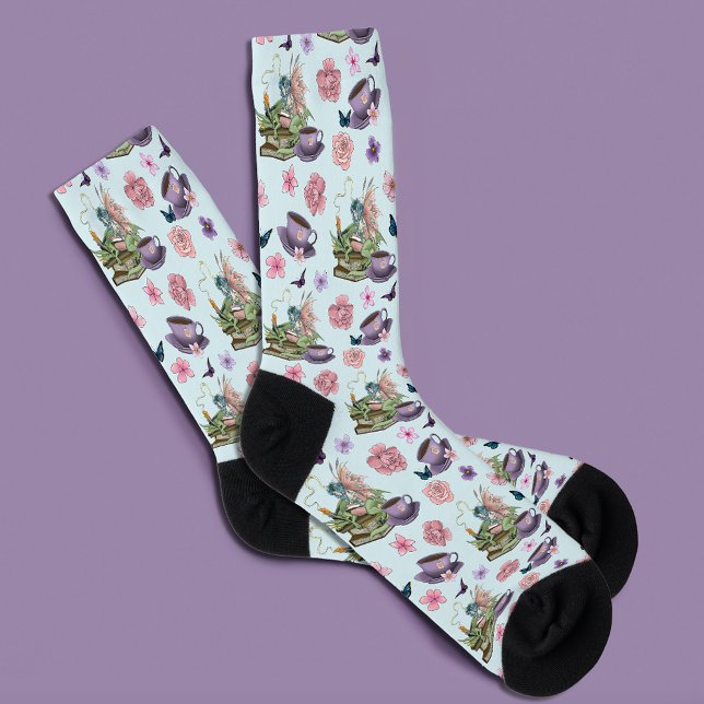 Feen-Drachen-Bücher-Tee-Freundschaft  Socken (Von Creator hochgeladen)