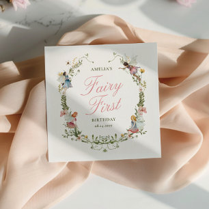 Feen Erste Vintage Blumen Geburtstag Serviette