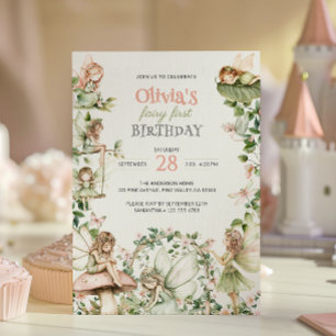Feen Erstes Mädchen 1. Geburtstag Einladung