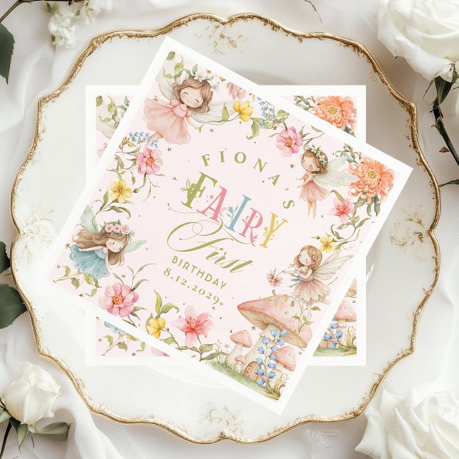 Feen-Erstgeburtstag Verzauberter Garten Hell Serviette (Von Creator hochgeladen)