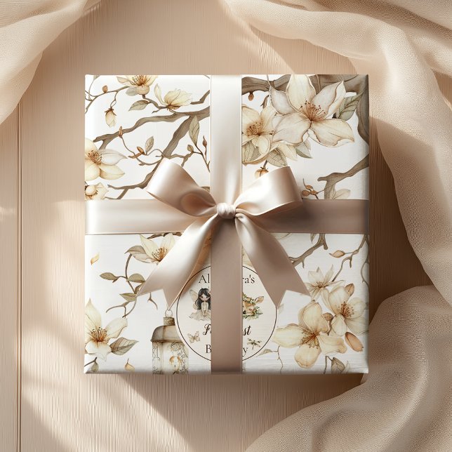 Feen-Erstgeburtstag Waldfloral Geschenkpapier (Von Creator hochgeladen)