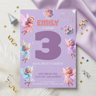 Feen-Geburtstagsfeier für Mädchen Einladung