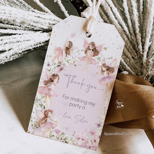Feen-Geburtstagsfeier Geschenkanhänger (fairy birthday invitation, gift tag,garden boho birthday invite, pink fairy birthday invite, enchant)
