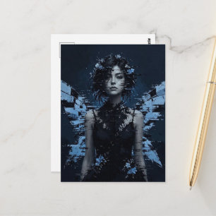 Feen-Glitch mit Blumen Postkarte