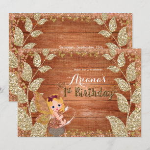 Feen- & Glitzerblätter Rustikaler Glamour Herbst-G Einladung