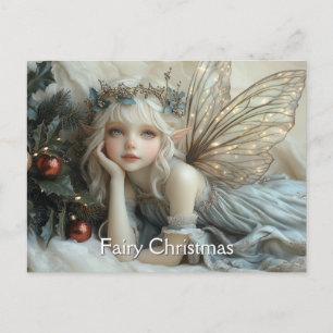 Feen-Goldflügel rote Weihnachtsdekoration Postkarte