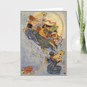 Feen im Flug Vintage-Illustration  Dankeskarte