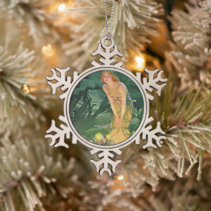 Feen im Mondlicht Schneeflocken Zinn-Ornament