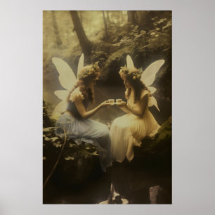 Feen im Wald Kunstposter Druck Vintage Poster