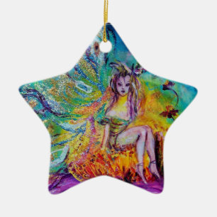 FEEN IN DER NACHT VIBRANTER BLauer Saphir-Edelste Keramikornament