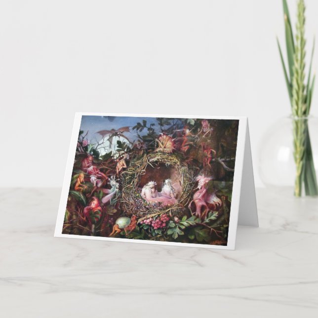 Feen in einem Vogelnest, John Anster Fitzgerald Karte (Vorderseite)