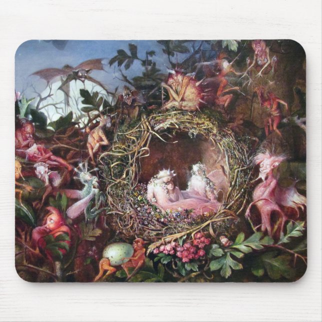 Feen in einem Vogelnest, John Anster Fitzgerald Mousepad (Vorne)