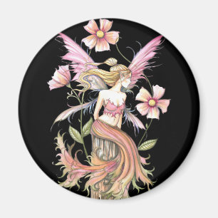 Feen-Kunst mit rosa Blumen Magnet
