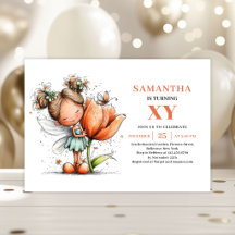 Feen-Mädchen Geburtstags-Blumen-Zauber-Einladung